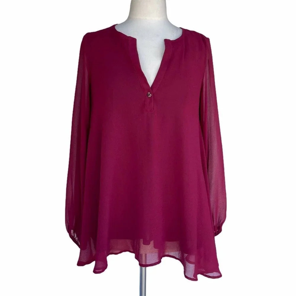 SHOW ME YOUR MUMU Women’s Size S Jamie Maroon Garnet Long Sleeve Tunic Top